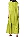Mordenmiss Women's New Cotton Linen Long Sleeve Layered Dress Green, One Size