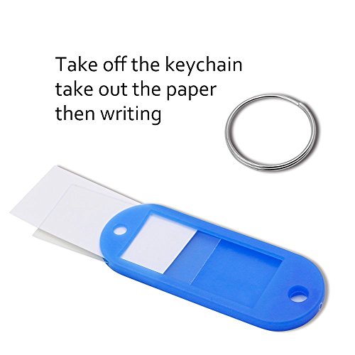 50 Pack Key Tags, Plastic ID Labels Tags with Split Ring Label Window