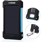 Solar Chargers,X-DNENG 10000mAh Portable Solar Power Bank High Efficiency Sunpower Cellphone Chargers Rain-resistant Dirt/Shockproof Backup with Dual USB Port Solar Battery Charger for USB Devices