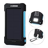 Solar Chargers,X-DNENG 10000mAh Portable Solar Power Bank High Efficiency Sunpower Cellphone Chargers Rain-resistant Dirt/Shockproof Backup with Dual USB Port Solar Battery Charger for USB Devices