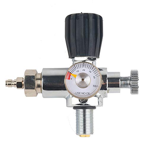 IORMAN Paintball CO2 Tank Compressed Air DIN Valve Gauge & Fill Station, 300bar/4500psi High Pressure, 7/8-14 UNF Male Thread, with 24" Charging Hose for PCP Game (Type-2)