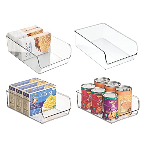 mDesign bac de rangement pratique (lot de 4) – bac alimentaire en plastique pour canettes, conserves, etc. – organiseur de cuisine pour placard de cuisine, réfrigérateur ou congélateur – transparent