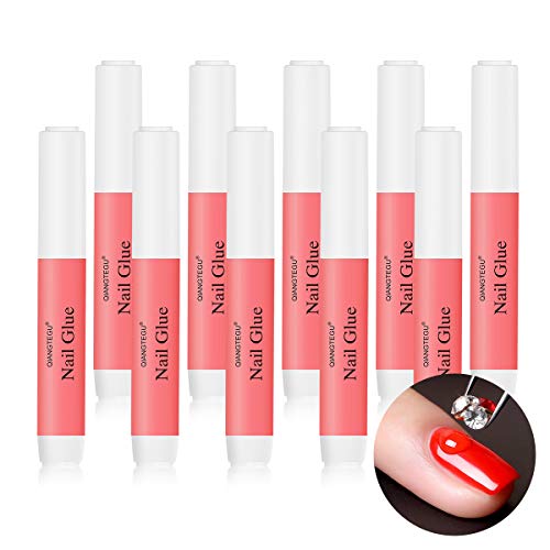 Nail Glue for Acrylic Nails - 10 Pcs Nail Tips Glue Fake False Nails Forms Adhensive Glue, 0.07 oz