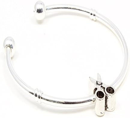 Scissors Charm on Silver Plated Cuff Bracelet