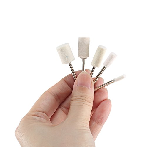 Dayree 20pcs Wool Felt Mounted Mandrel Set White Polishing Buffing Bits with 1/8 Inch Shank for Glass, Stone, Ceramic, Nail Art, Jewelry fit Dremel Rotary Tool