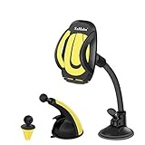Car Mount Holder,SzHahn Mobile Phone Car Mount 3-in-1 Air Vent Cell Phone Holder Cradle Dashboard Windshield Adjustable Grips ,Fit iPhone 7,7Plus,6,6S Plus,Samsung Galaxy S8,S7 and more - Yellow