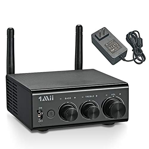 1Mii B08 Bluetooth Amplifier Receiver, HiFi Bluetooth 5.0 Audio Receiver Adapter aptX HD RCA/AUX/Opt/Coaxial Speakers 50W X 2 Bass&Treble Control for Home Stereo System (with Power Supply)