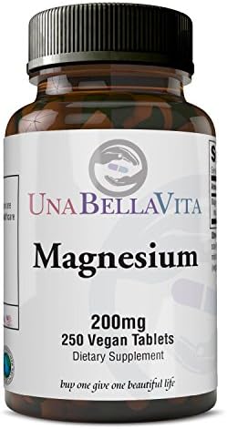 UnaBellaVita | Magnesium Chelated | 200mg, 250 Vegan Tablets, One a Day | Made in the USA | Blood Pressure & Cholesterol Support, Muscle & Bone Booster,