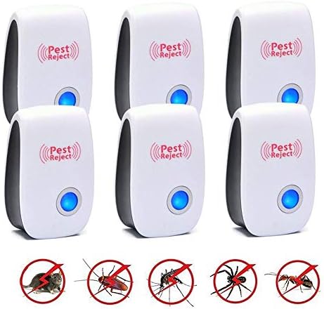 Kuzkauf 6 Pcs Ultrasonic Pest Repeller Control Electronic Indoor Plug-in Repellent for Insects Mosquito Mice Rats Bug Cockroach Spider