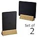 Set of 2 Tabletop Double Sided Chalkboard Display Sign/Placeholder with Wooden Base Stand, Beige