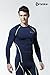 TSLA Men's UPF 50+ Compression Shirts, Cool Dry Long Sleeve Athletic Tops, Sports Baselayer Workout Shirt, Zero Navy & Yellow, Large