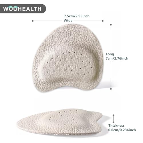 WOOHEALTH Metatarsal Pads for Women, Ball of Foot Cushions Pads (2 Pairs Forefoot Pads) for Mortons Neuroma, Metatarsalgia & Forefoot Pain Relief for Men & Women (Light Grey)