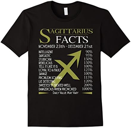 Mens Sagittarius Facts - Awesome Zodiac Sign Shirt 2XL Black