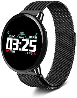 OXSII Smart Bracelet Bluetooth Milanese Loop Pedometer Fitness Heart Rate Blood Pressure Monitor Sleep Monitor Push Message IP67 Waterproof Long Standby Time Smart Watch for Android and IOS Black