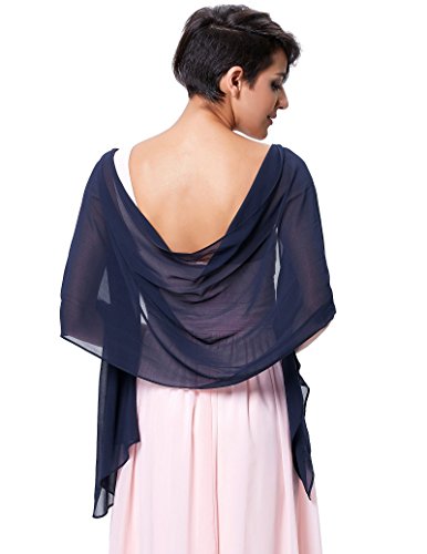 Solid Wedding Shawls Wraps Women's Evening Dress Scarves Dark Blue KK229