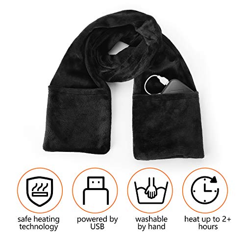 Heated Scarf USB Heat Shawl Electric Warm Neck Wrap with Powerbank and