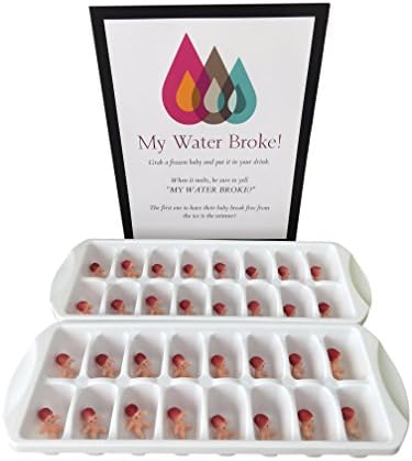 My Water Broke Baby Shower Game: Ice Cube Game for 32 Guests with Mini Plastic Babies for Ice Cubes Caucasian for Boy Or Girl