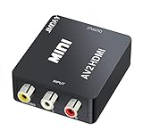 Jmday Abuy Mini Composite AV 3 RCA CVBS to HDMI Video Audio Converter Adapter 720p 1080p Upscaler with USB Charge Cable for Gamecube WII PS2 N64 SNES Xbox VCR VHS DVD