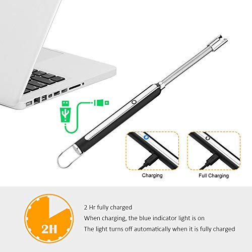 ANYI Arc Lighter, USB Rechargeable Electric Lighters with 360°Flexible Longer Neck and Safety Switch, Flameless & Windproof, Plasma Beam Lighter for Candle BBQ Fireworks Camping