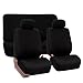 FH Group Flat Cloth Car Seat Covers Full Set with Non-Slip Carpet Floor Mats with Heel Pad – Universal Fit for Cars Trucks & SUVs (Black) FB050112 + F14403