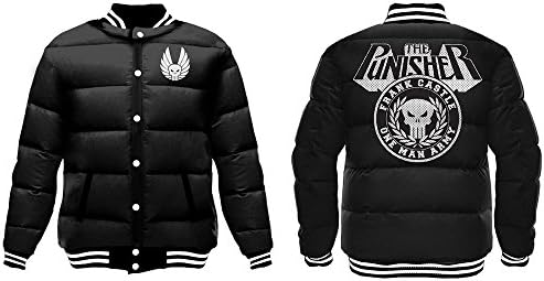Marvel The Punisher Men's Punisher Quilted Jacket, Black, XX-Large