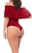 Ladies Stylish High Waist Leotards Gypsy Ruffle Off Shoulder Tank Top Thong S Red