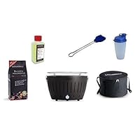  Lotusgrill Lotusgrill Edelstahl Stahl Kunststoff schwarz klein Balkon Camping Picknick ✔ rund ✔ tragbar rauchfrei ✔ Grillen mit Holzkohle ✔ für den Tisch 