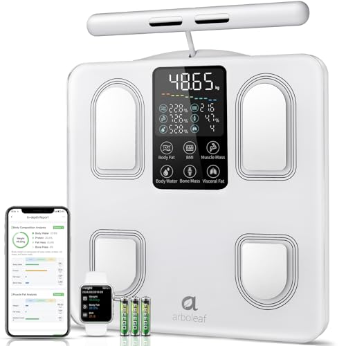 arboleaf Körperfettwaage Personenwaage digital 50 Körpermaße großes Display