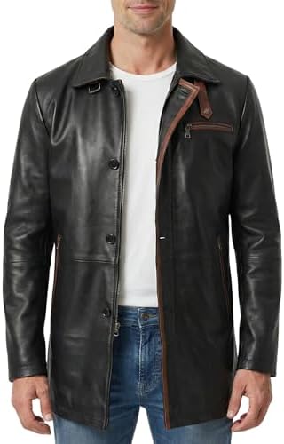 Men's Lambskin Leather Hooded Pullover Jacket Classic Tan Brown