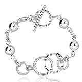 fashion 925 sterling silver jewelry circles chain trendy lady bracelet bangle