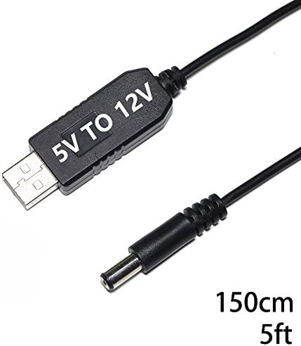 USB DC 5V to DC 5V 9V 12V 5.5mm X 2.1mm = 5.5mm X 2.5mm Step-Up Power Transformer Cable Power Cable Step Up Converter for Mini Speaker USB Fan Tablet USB Light router modem 150cm (USB 5V TO 12V)