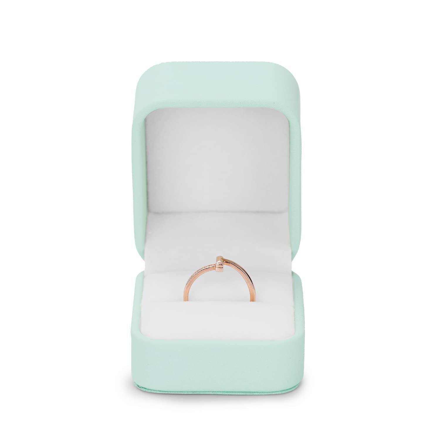 Photo 1 of Woodten Ring Box for Proposal Engagement Mint-green Leather Jewelry Ring Gift Box