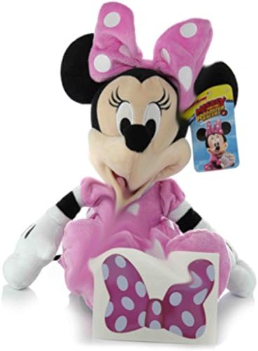 Disney Minnie Mouse Plush Doll Pink Dress - 15" Disney Plush Toy Stuffed Animal with Sticker