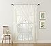 No. 918 Alison Ruffled Floral Lace Sheer Rod Pocket Curtain Set, 58