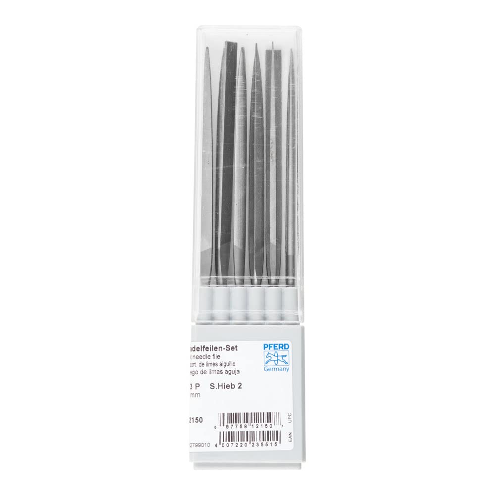 PFERD Precision Needle File Set, 12-Piece | Swiss Cut 2, 160 mm | 12799010 - for Medium Fine Precision Machining in Plastic Box