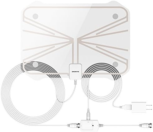 TV antenna, Advanced 50-100 Miles Range Digital HDTV Antenna with Detachable Amplifier-Super thin for 0.02โ Satellite TV Antenna(With UL Certificate)