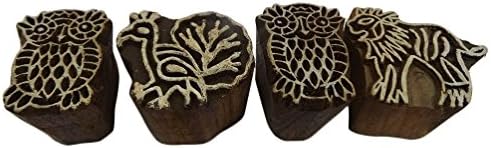 Wooden Printing Block Stamp Home Decor Animals Letterpress Scrapbook Hand Carved Printer Stamp Block Christmas Gift Set Of 4 Pcs