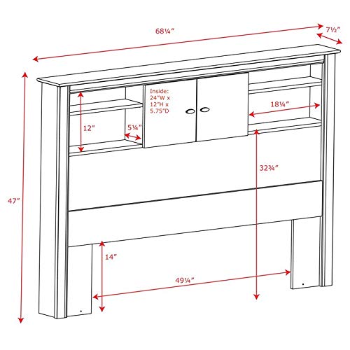Pemberly Row Full Queen Size Wood Bookcase Bed Headboard and