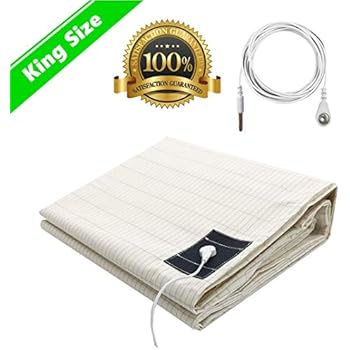 Earthing Sheets Silver Fiber Grounding Mat with Grounding Connection Cord Safe Sleep Therapy EMF Protection (76x80in)