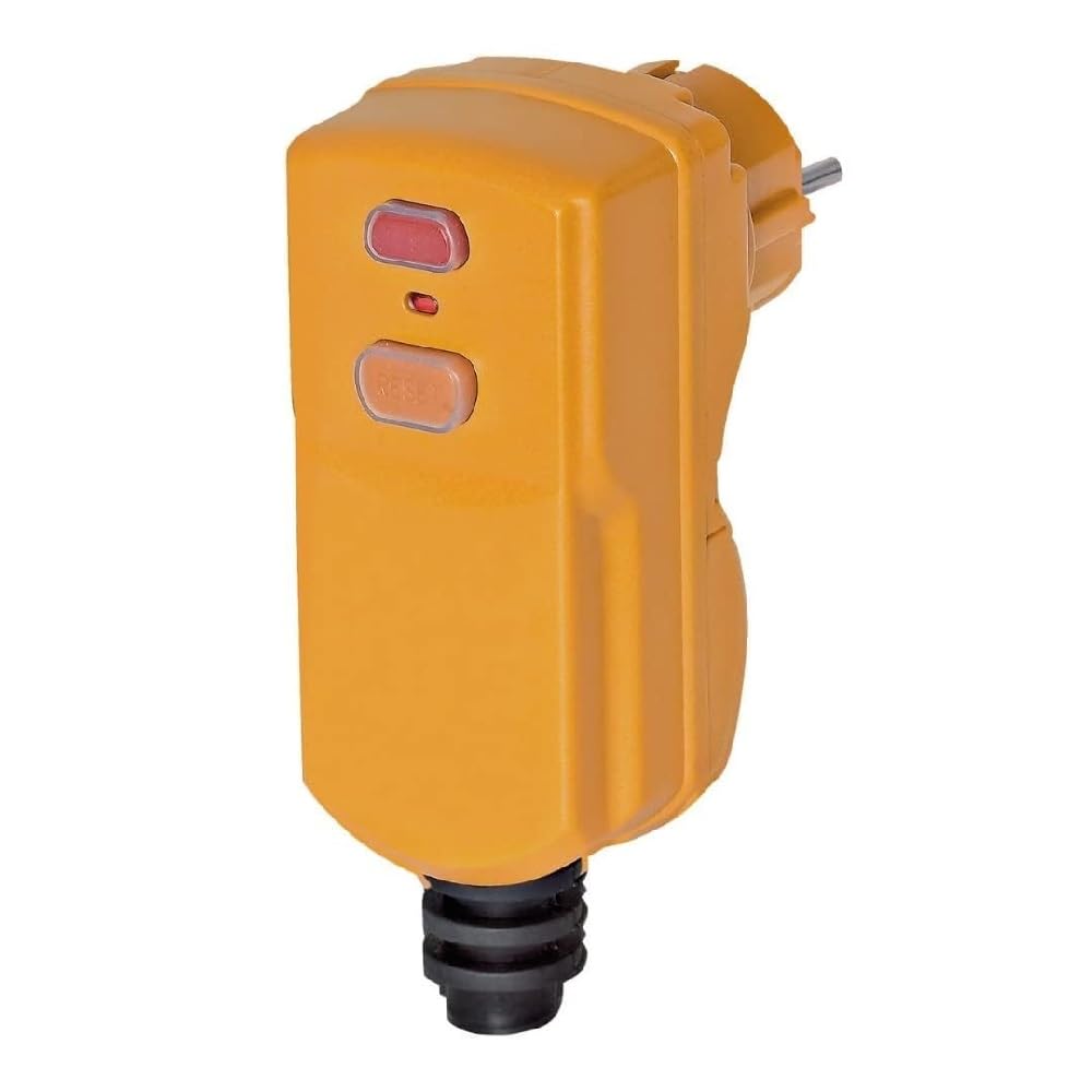 Brennenstuhl Waterproof Plug (IP 55) with Differential Protection 10 mA, Male Plug 230 V (2P+T) for Cable 3G1.5-3G2.5, Orange, Quantity: 1