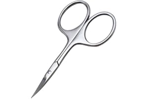 ESFOTO Curved Small Eyebrow Scissors Professional Makeup Small Grooming Scissor for Women Ladies Stainless Steel for Eyelash Nose Hair Beard Moustache Trimmer Tool for Men