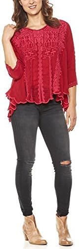 Johnny Was Collection Marina Top in Pomegranate (X-Large)