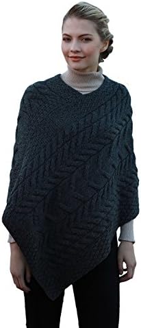 Irish Knit Poncho for Women Supersoft Merino Wool Triangular Cardigan Made in Ireland
