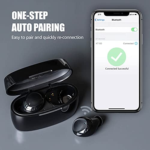 XTREMTEC True Wireless Earbuds, Bluetooth Earbuds Noise Cancelling Bluetooth Headphones for iPhone/Android Small Earbuds with Mic Waterproof Cordless in-Ear Earphones Deep Bass Sound Headsets (Black)