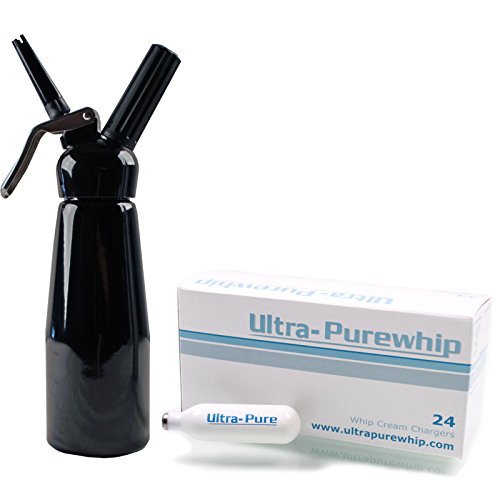 TW Mosa Black 1 Pint Whipped Cream Dispenser plus 24 Ultrapure Chargers