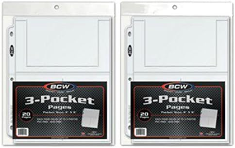 40 (Forty Pages) - BCW Pro 3-Pocket Page (4 X 6 Cards, Postcards or Photos)