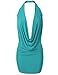 Luna Flower Women's Lightweight Sexy Low Cut Halter Loose Front Draping Dresses,Gdrw064-turquoise,Medium
