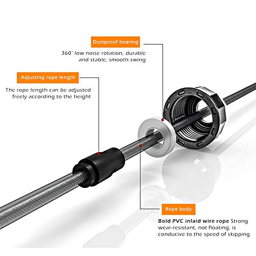 YHKJ 2 Pack Jump Rope，Workout Skipping Exercise Fitness，Jumping Rope  for Adults Women Men Kids，with Hair tie