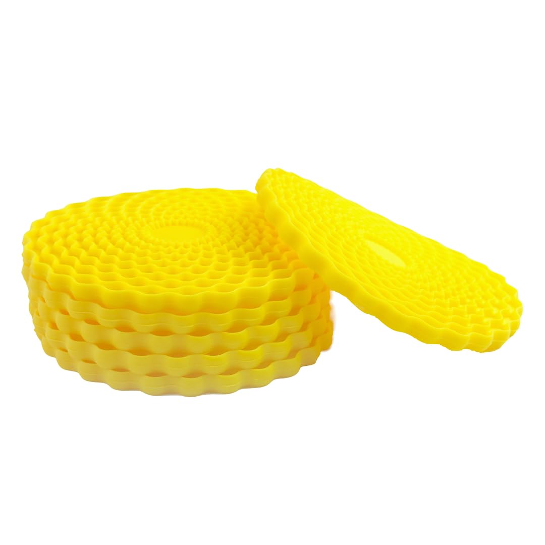 Yellow Drinks Coasters Set of 6 by Stone & Thyme - a UK Brand. Non Slip, Heatproof & Easy to Clean. Colourful Decorative Home Accessories That Protect All Surfaces.