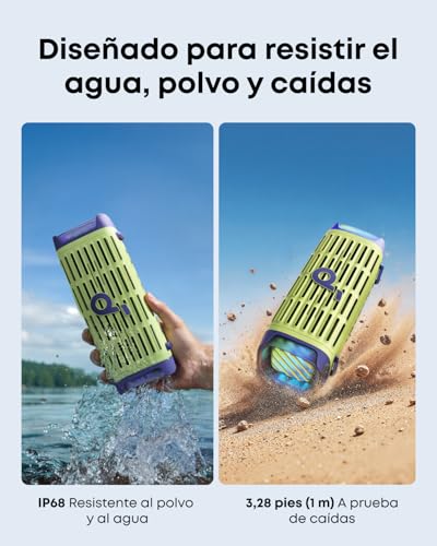 Soundcore by Anker Boom 3i Bocina Bluetooth Portatil, hasta 16h, 50W Potencia, IP68 Flotante Resistente Agua Salada, BassUp 2.0, Bluetooth 5.3, Ideal para Pesca, Camping Exteriores